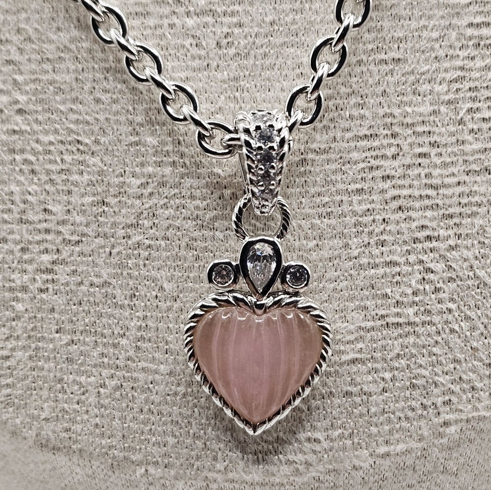 Beautiful Authentic Judith Ripka Pink Jadite 💗 & Beads Sterling Silver Necklace - Picture 9 of 11